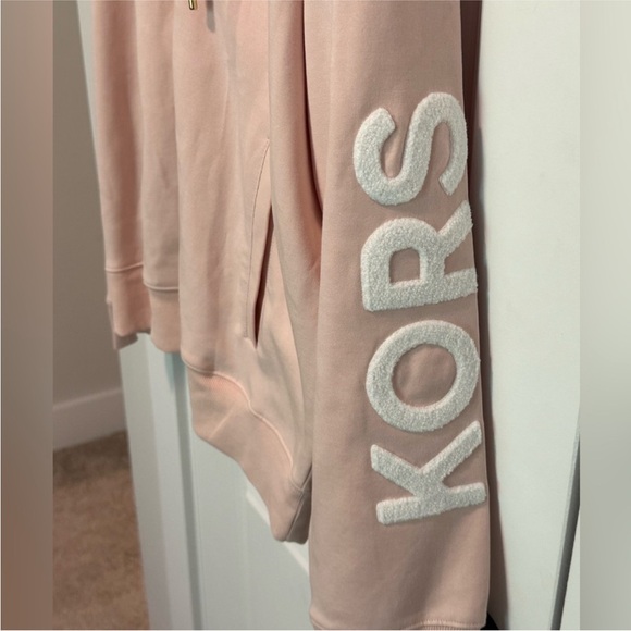 Michael Kors Powder Blush Pink Zip Up Hoodie Sweatshirt, Size Large - Picture 5 of 6